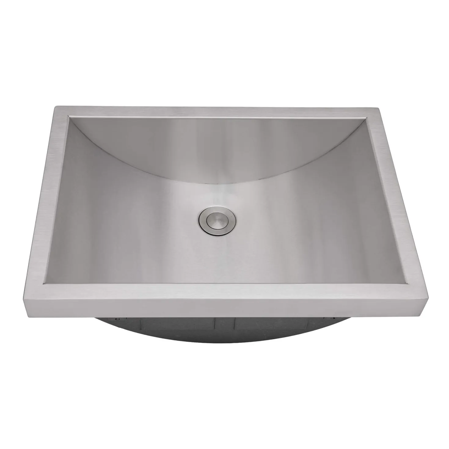 Ruvati 20 x 14" Semi-Recessed Topmount Brushed Stainless Steel Rectangular Bathroom Sink
