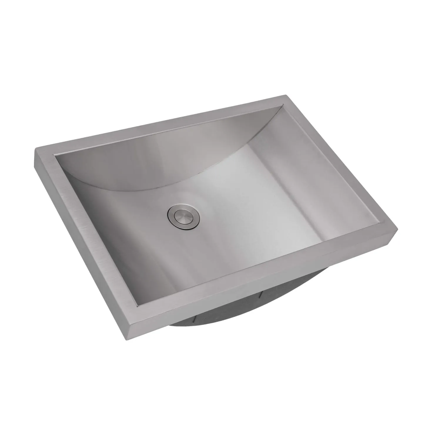 Ruvati 20 x 14" Semi-Recessed Topmount Brushed Stainless Steel Rectangular Bathroom Sink