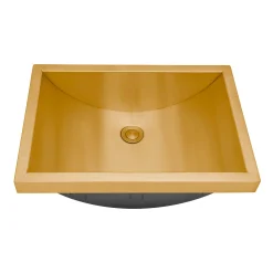 Ruvati 20 x 14" Semi-Recessed Topmount Brushed Golden Brass Rectangular Bathroom Sink