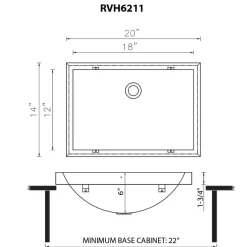 Ruvati 20 x 14" Semi-Recessed Topmount Gunmetal Stainless Steel Rectangular Bathroom Sink