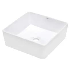 Ruvati 15" x 15" Square Bathroom Vessel Sink in White