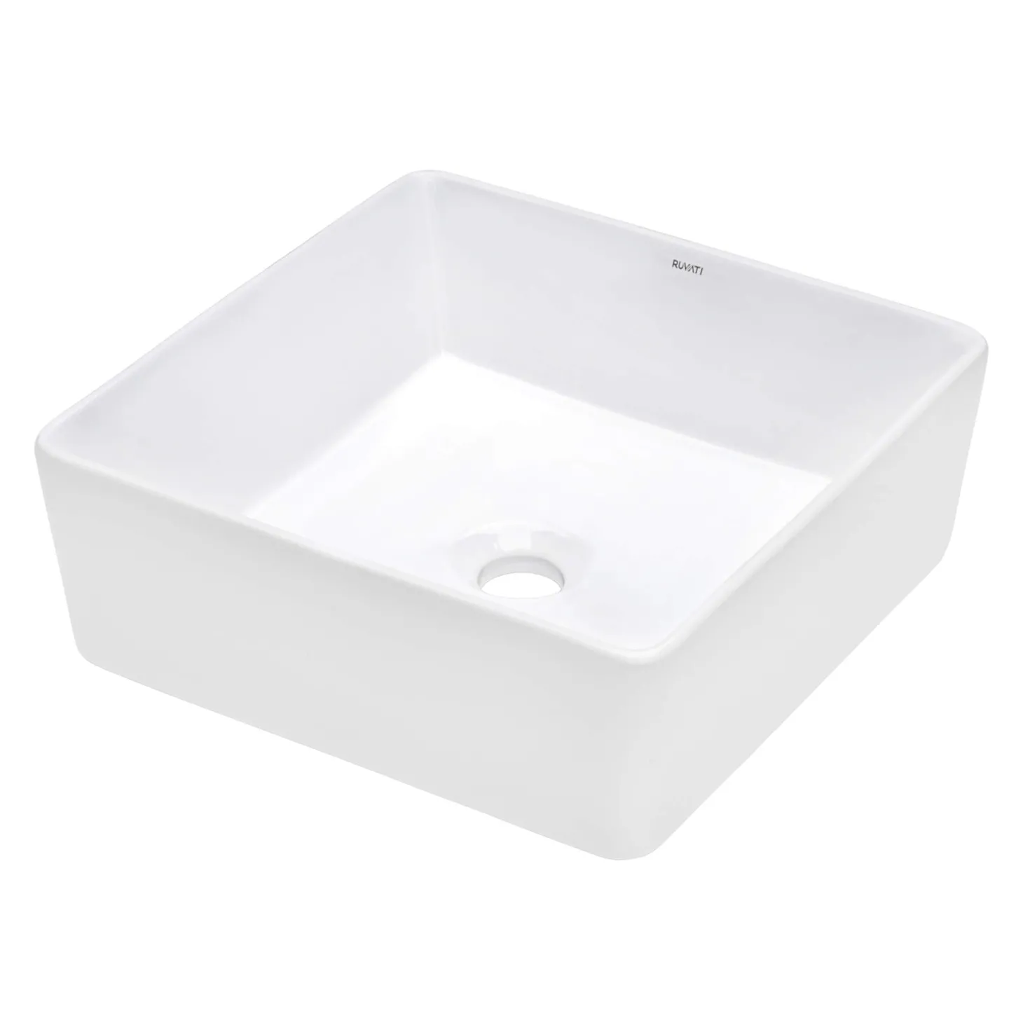 Ruvati 15" x 15" Square Bathroom Vessel Sink in White