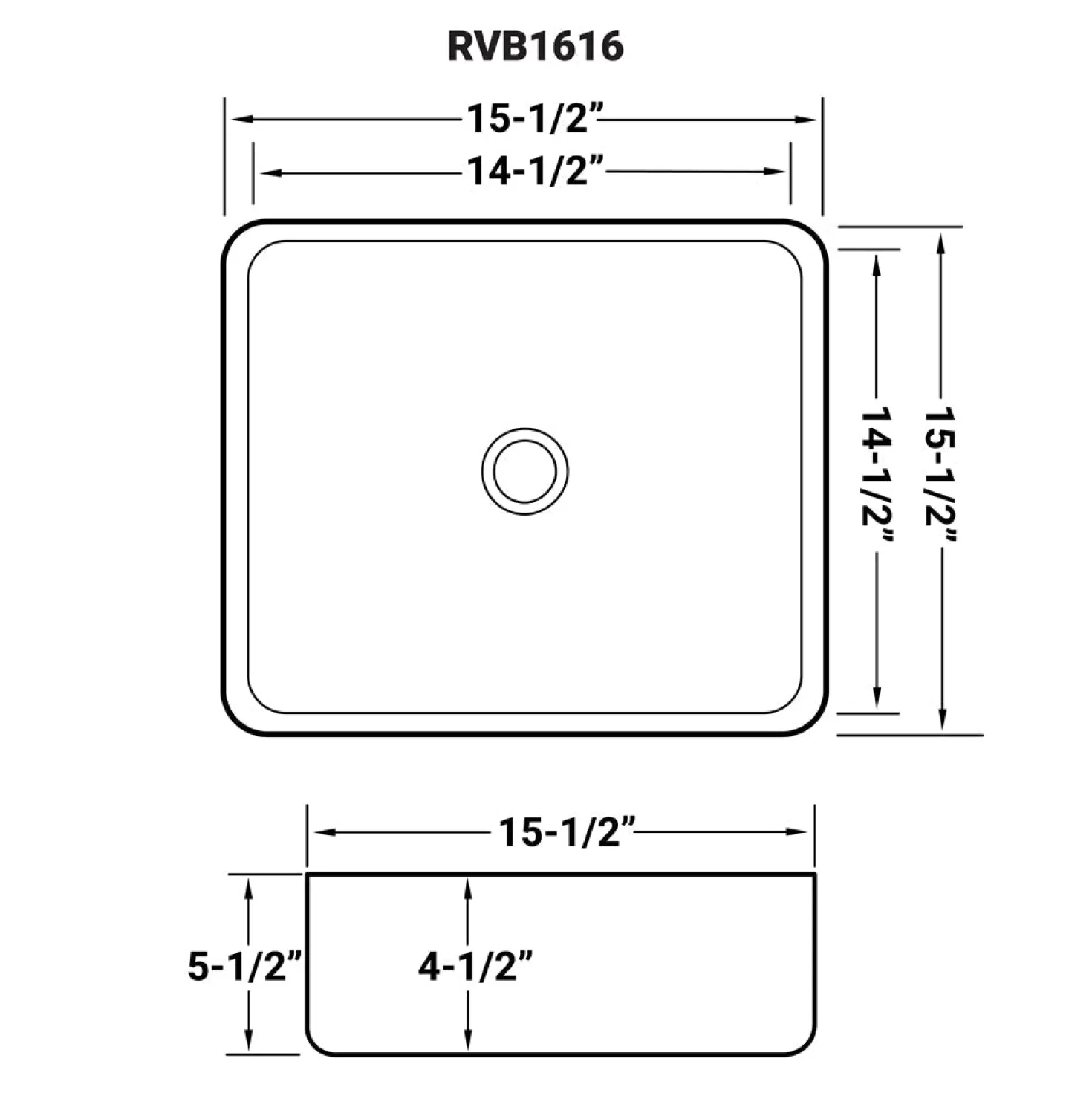 Ruvati 15" x 15" Square Bathroom Vessel Sink in White