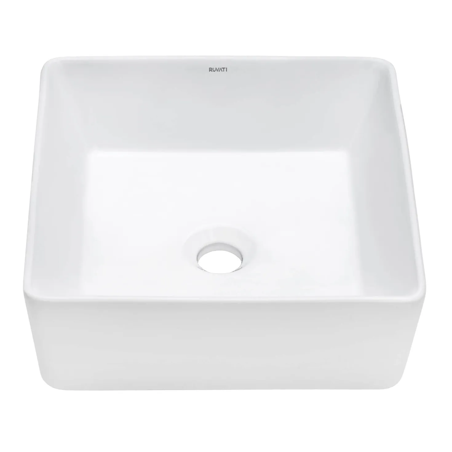 Ruvati 15" x 15" Square Bathroom Vessel Sink in White