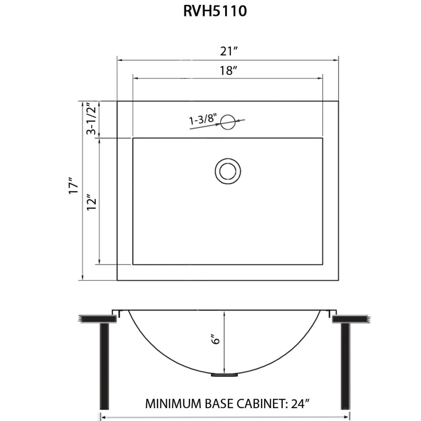 Ruvati 21" x 17" Topmount Brushed Gold Stainless Steel Bathroom Sink