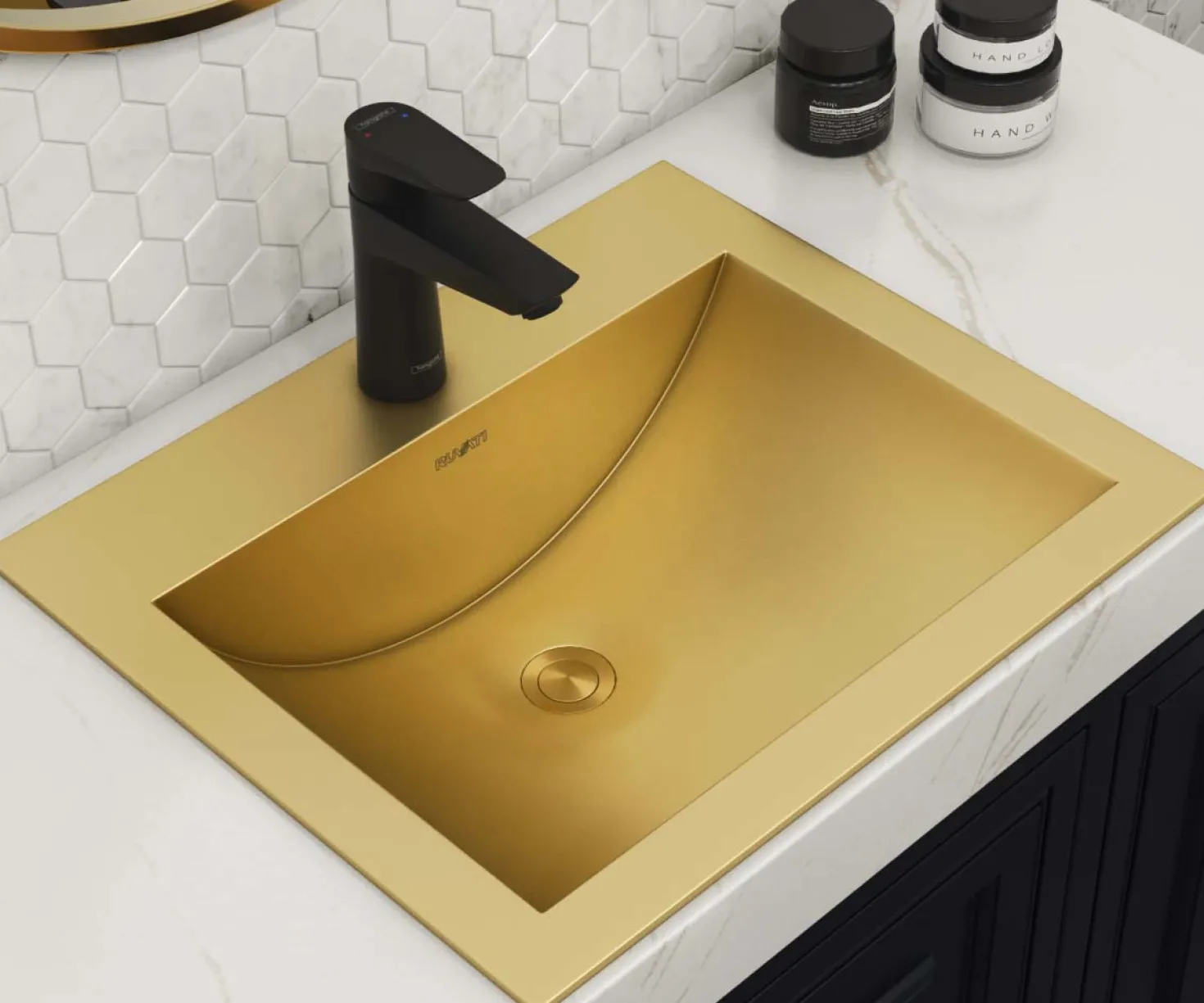 Ruvati 21" x 17" Topmount Brushed Gold Stainless Steel Bathroom Sink