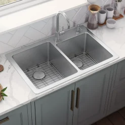 Ruvati 33" x 22" Topmount 60/40 Double Bowl 16 Gauge Stainless Steel Kitchen Sink