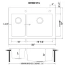 Ruvati 33" x 22" Topmount 30/70 Double Bowl 16 Gauge Stainless Steel Kitchen Sink