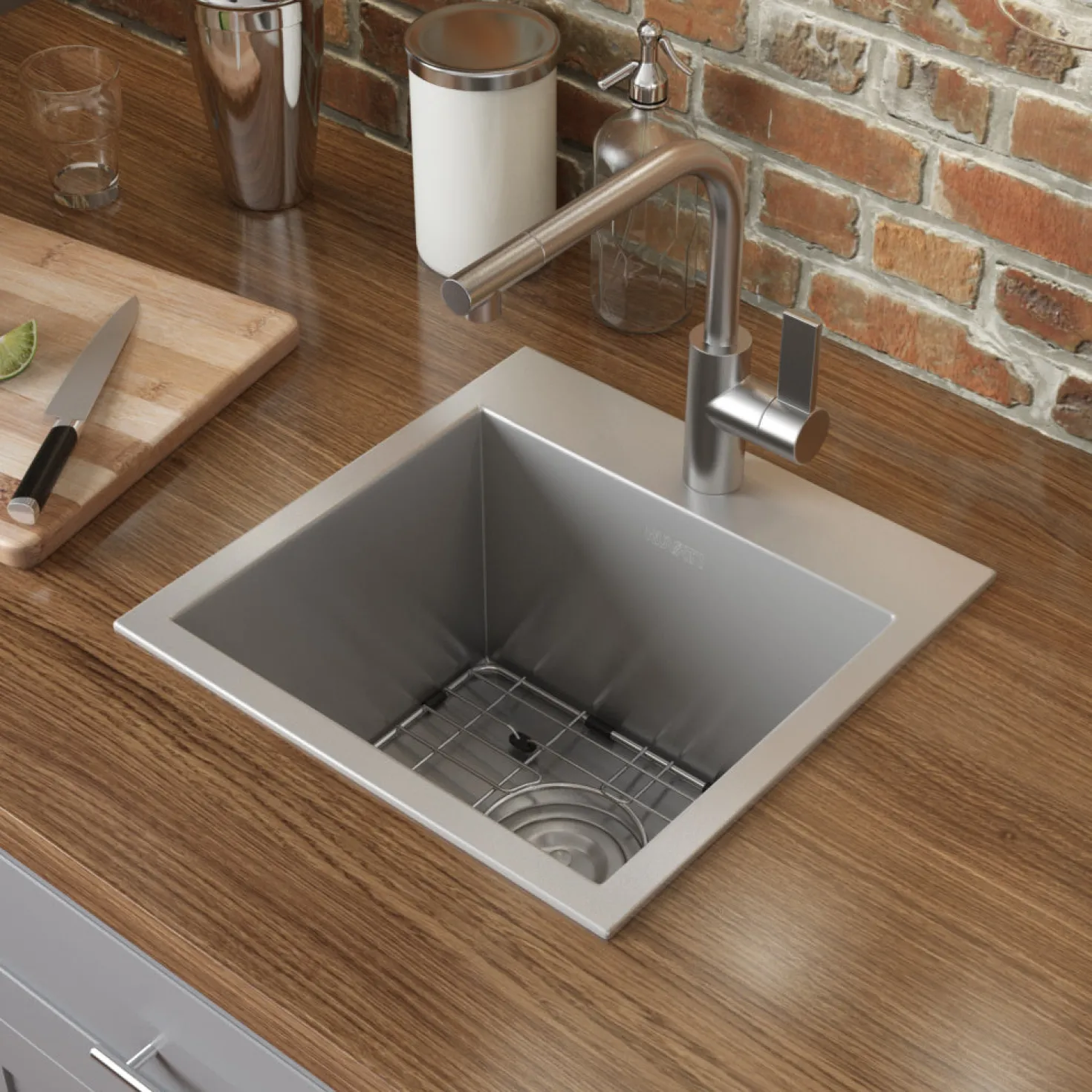 Ruvati 15 x 15" Topmount 16 Gauge Stainless Steel Single Bowl Bar Prep Sink