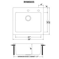 Ruvati 25" x 22" Topmount 16 Gauge Stainless Steel Kitchen Sink
