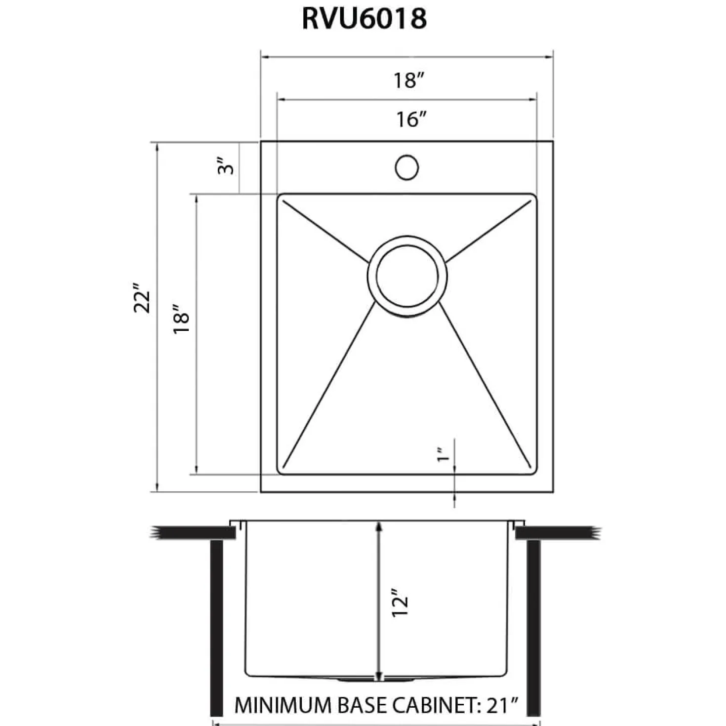 Ruvati 18" x 22" Topmount Laundry Utility Sink | 12" Deep