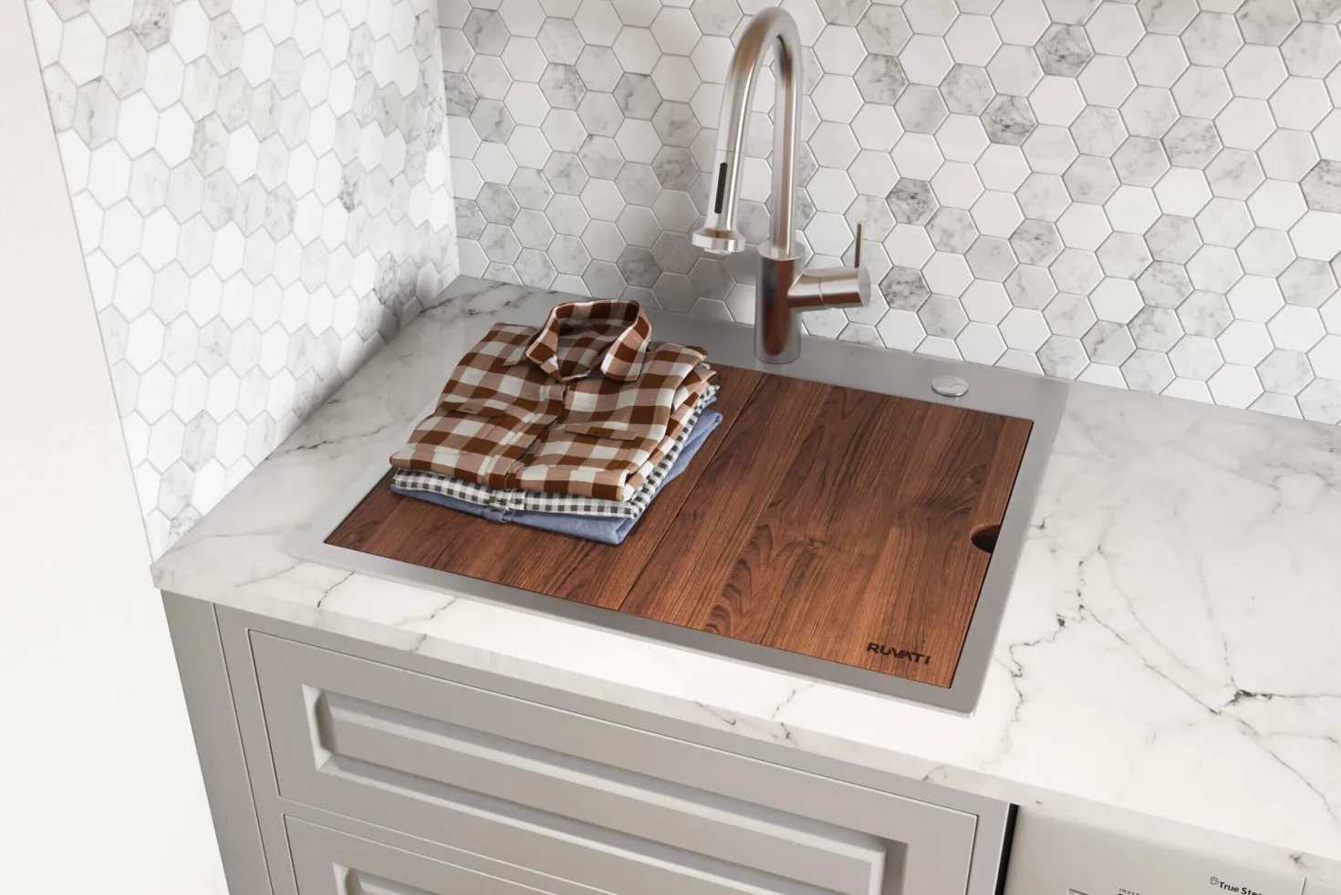 Ruvati 21" x 20" Topmount Laundry Utility Workstation Sink | 12" Deep