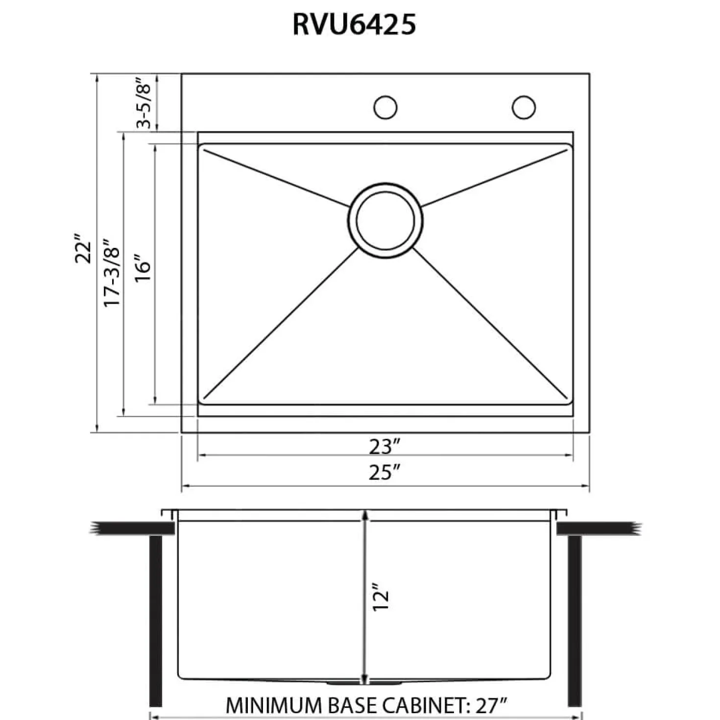 Ruvati 21" x 20" Topmount Laundry Utility Workstation Sink | 12" Deep