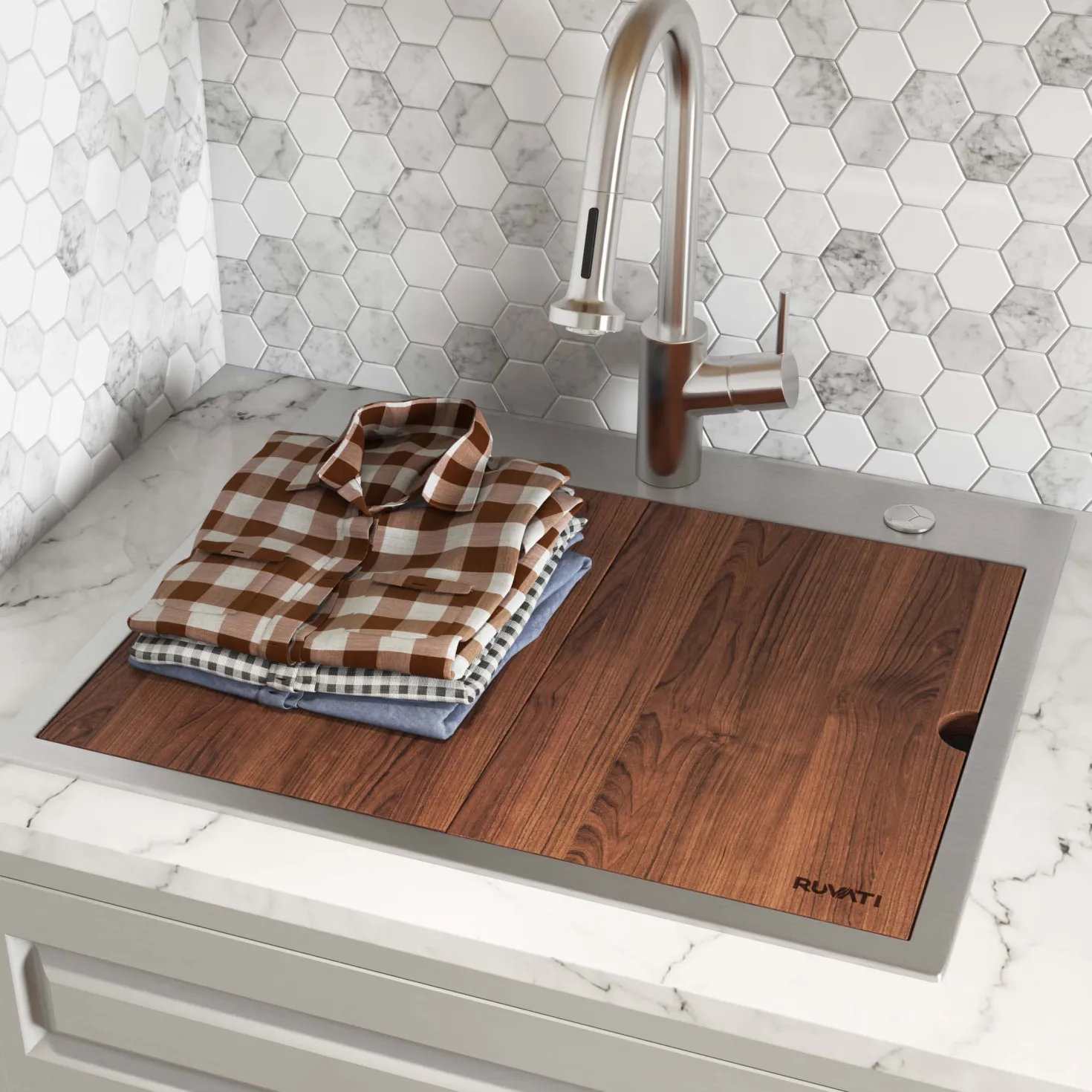 Ruvati 21" x 20" Topmount Laundry Utility Workstation Sink | 12" Deep