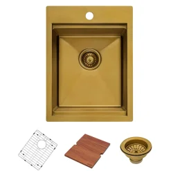 Ruvati 15" x 20" Topmount Matte Gold Stainless Steel Workstation Bar Sink