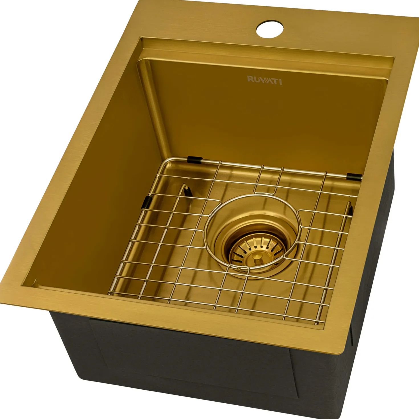 Ruvati 15" x 20" Topmount Matte Gold Stainless Steel Workstation Bar Sink
