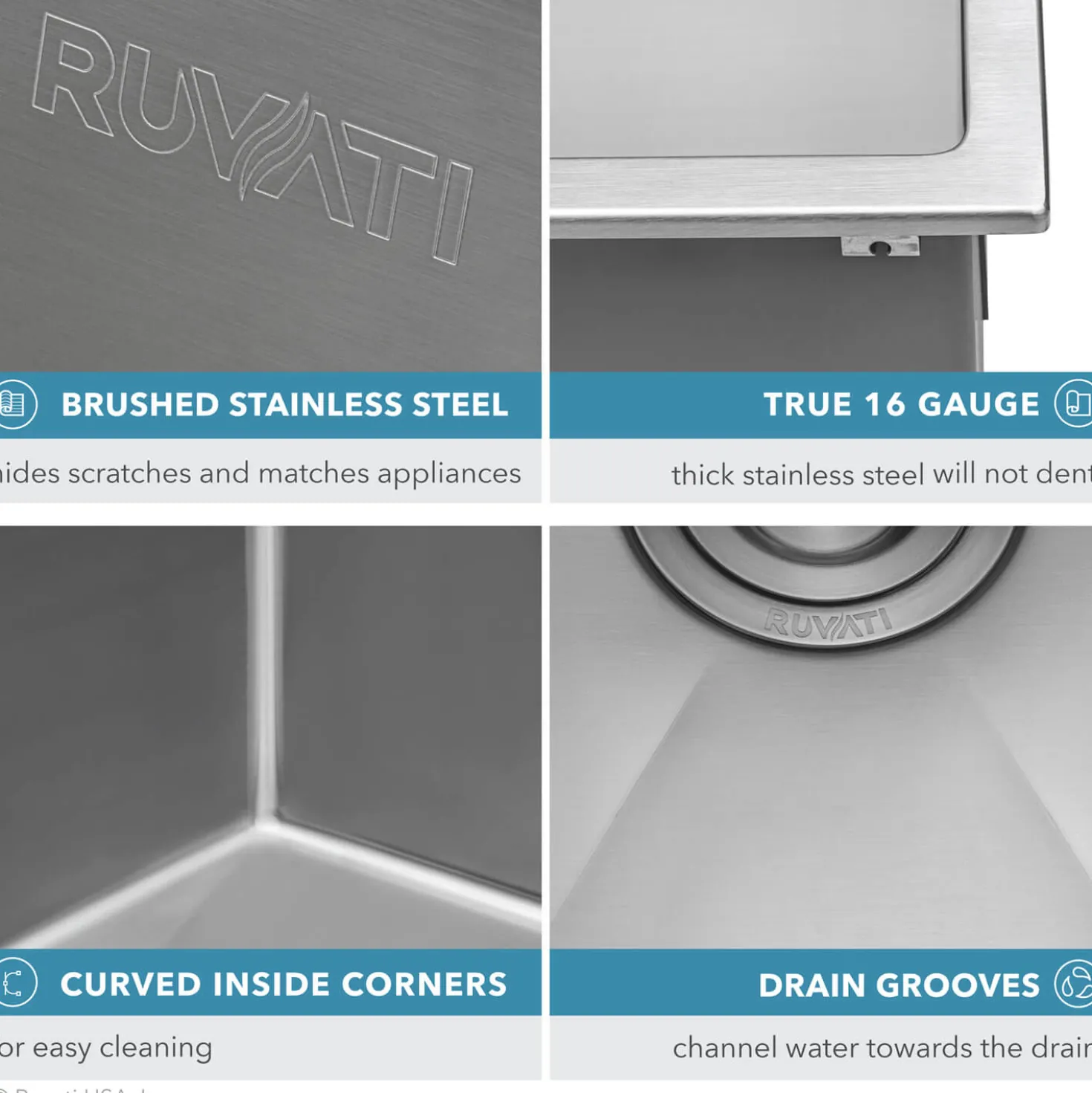 Ruvati 18" x 20" Topmount Prep Sink in 16 Gauge Stainless