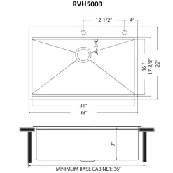 Ruvati 33" x 22" Topmount Workstation Gunmetal Stainless Kitchen Sink