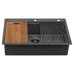 Ruvati 33" x 22" Topmount Workstation Gunmetal Stainless Kitchen Sink