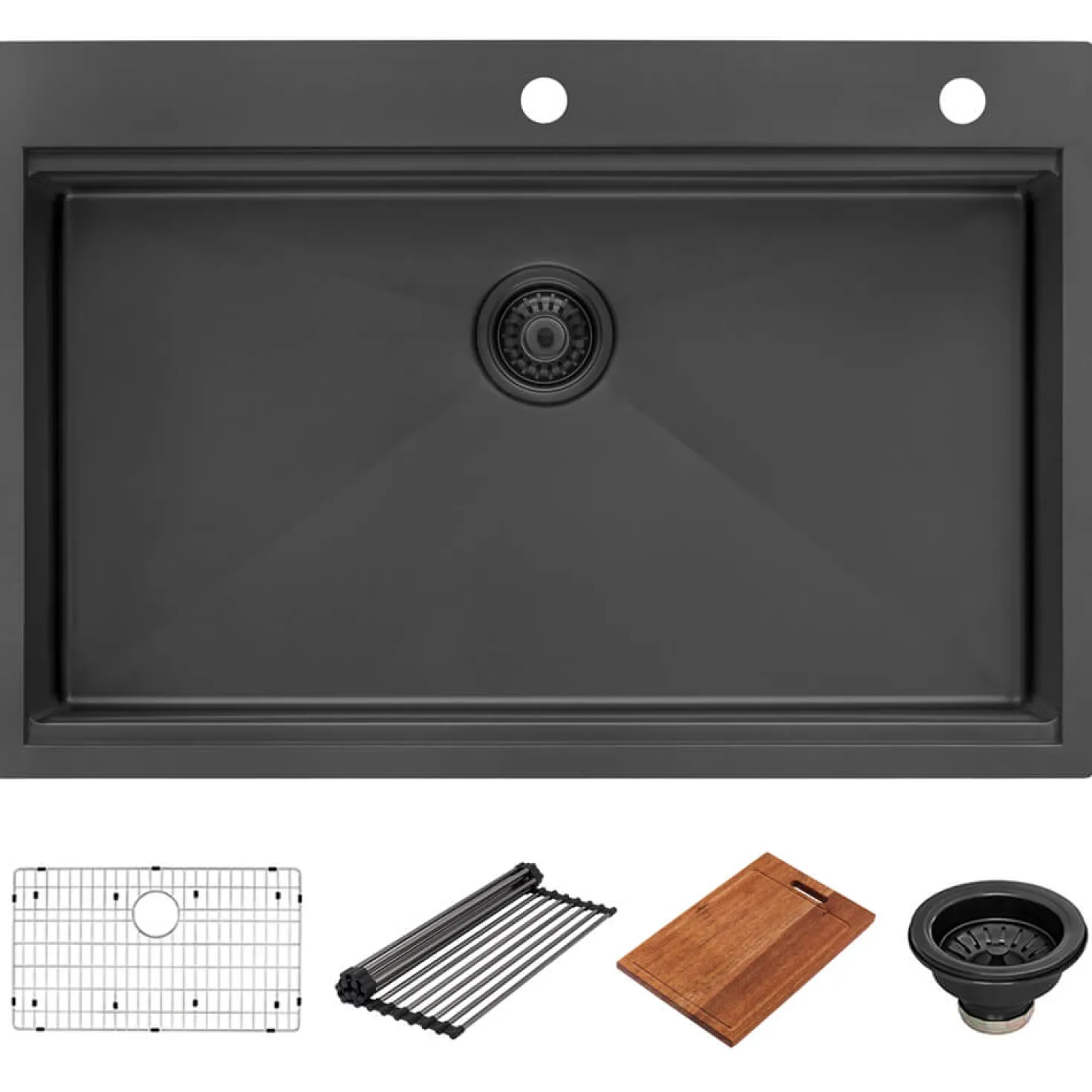 Ruvati 33" x 22" Topmount Workstation Gunmetal Stainless Kitchen Sink