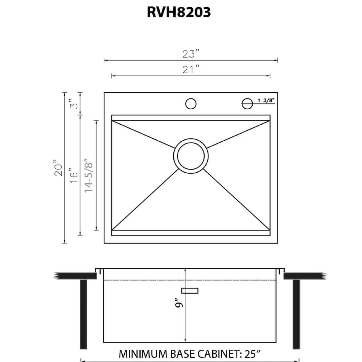 Ruvati 23" x 20" Topmount Workstation Kitchen Sink