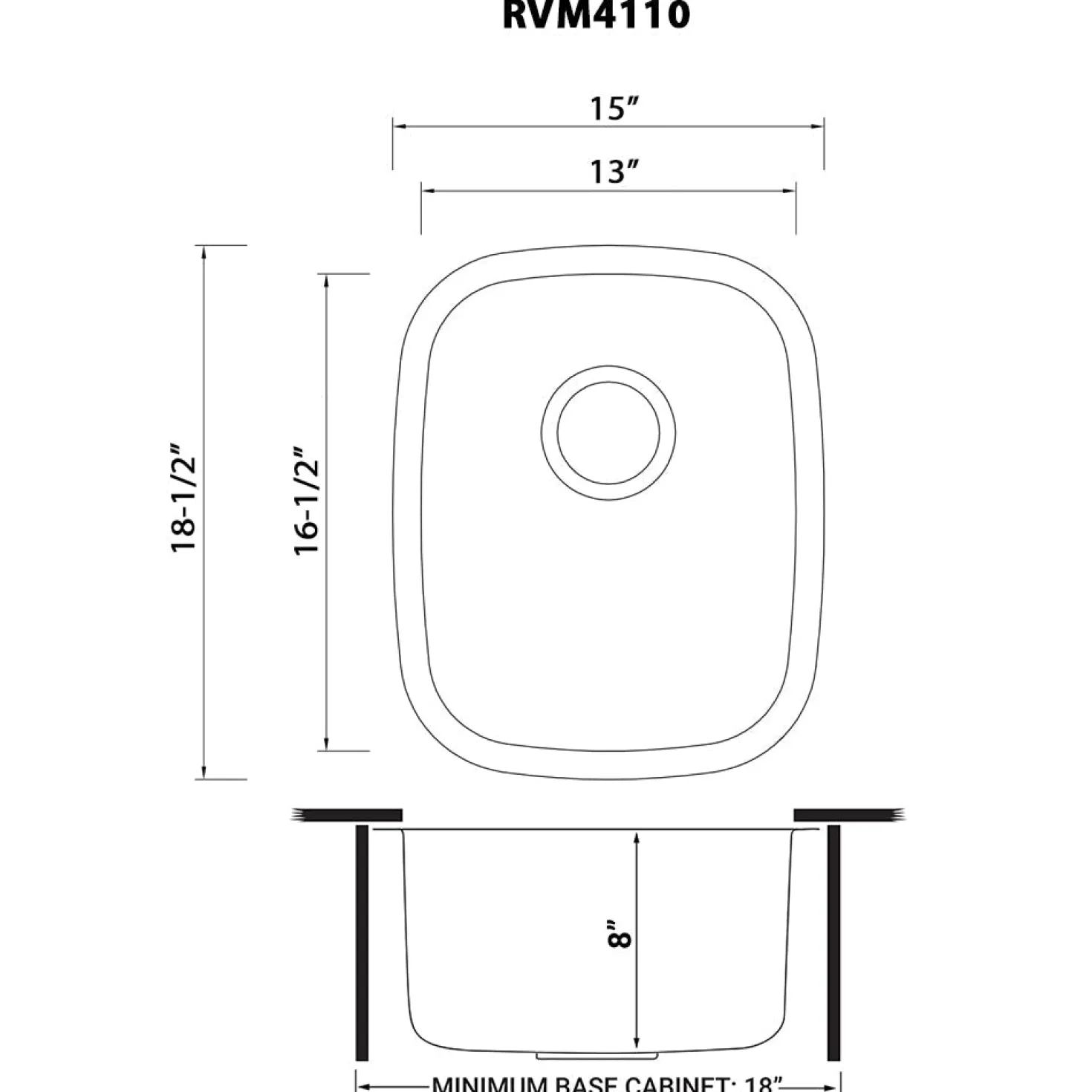 Ruvati 15 x 18" Undermount 16 Gauge Stainless Steel Bar Prep Sink