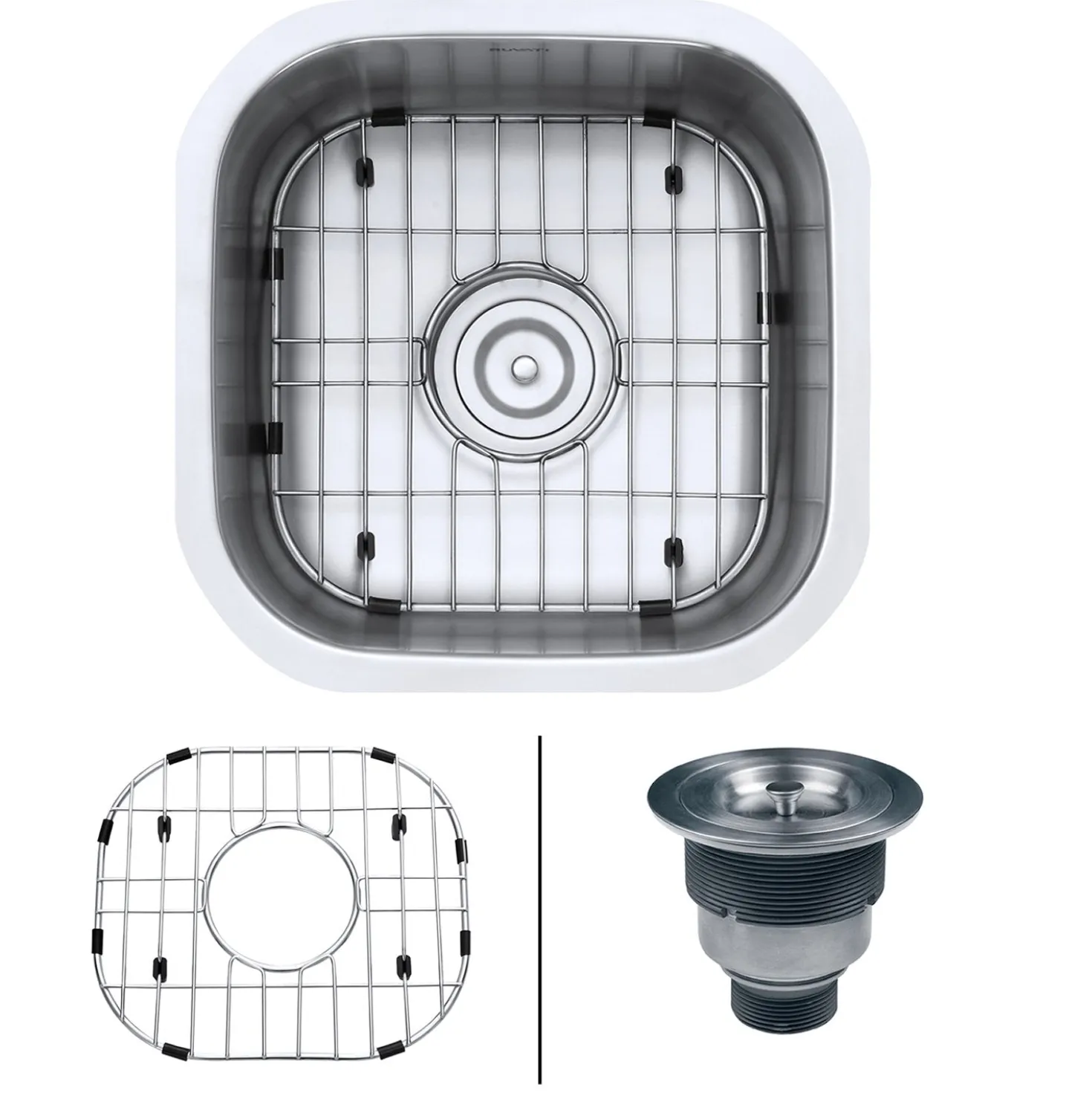 Ruvati 16 x 16" Undermount 16 Gauge Stainless Steel Bar Prep Sink