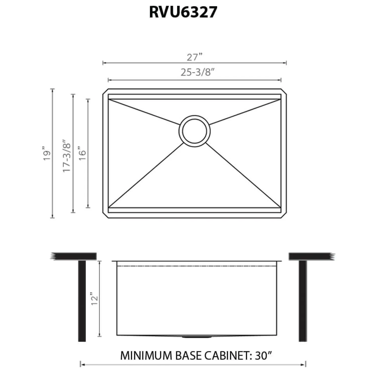 Ruvati 27" x 19" Undermount Laundry Utility Workstation Sink | 12" Deep