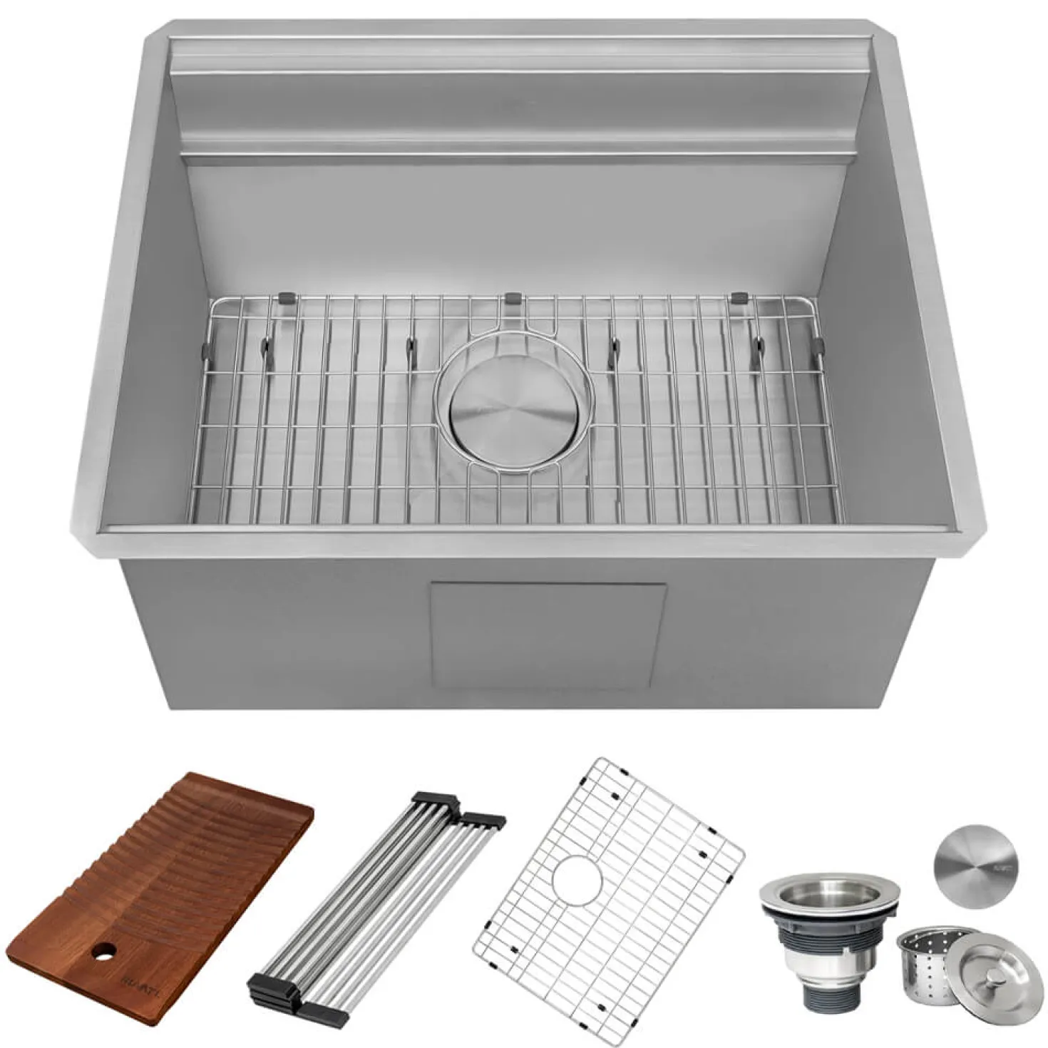 Ruvati 23" x 19" Undermount Laundry Workstation Sink 12" Deep with Washboard