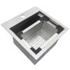 Ruvati 15 x 15" Workstation Drop-in Topmount 16 Gauge Stainless Steel Bar Prep RV Sink