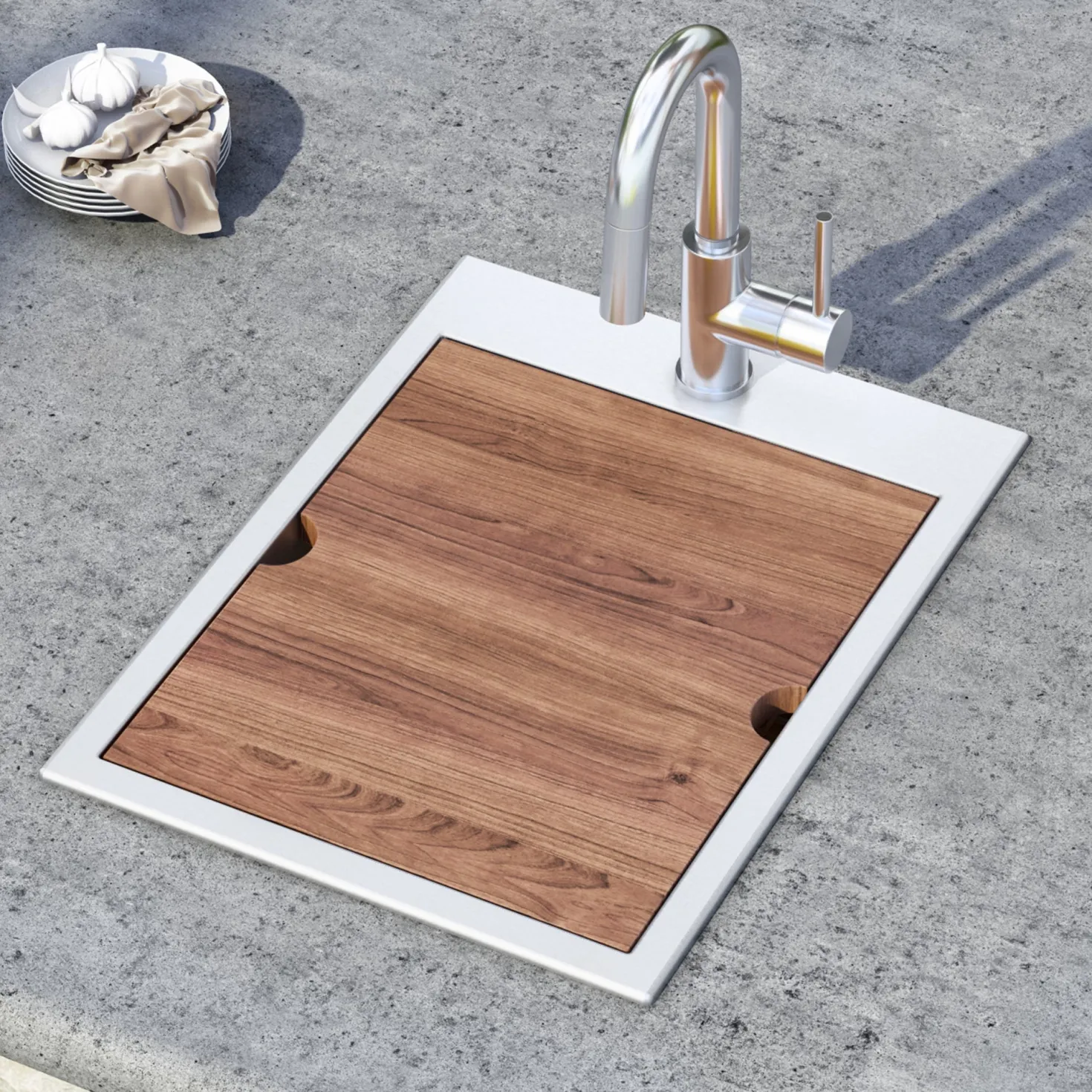Ruvati 15 x 20" Workstation Drop-in Topmount 16 Gauge Stainless Steel Bar Prep RV Sink