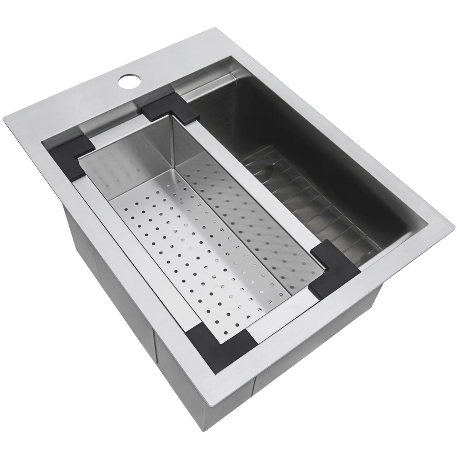 Ruvati 15 x 20" Workstation Drop-in Topmount 16 Gauge Stainless Steel Bar Prep RV Sink