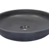 Shallow Round Vessel Sink in Lava Stone