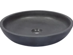 Shallow Round Vessel Sink in Lava Stone