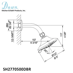 Shower Arm with 5-Jet Showerhead