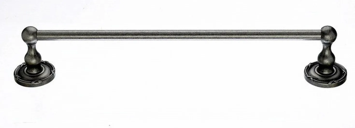 18" Single Towel Bar With Ribbon & Reed Detail In Antique Pewter