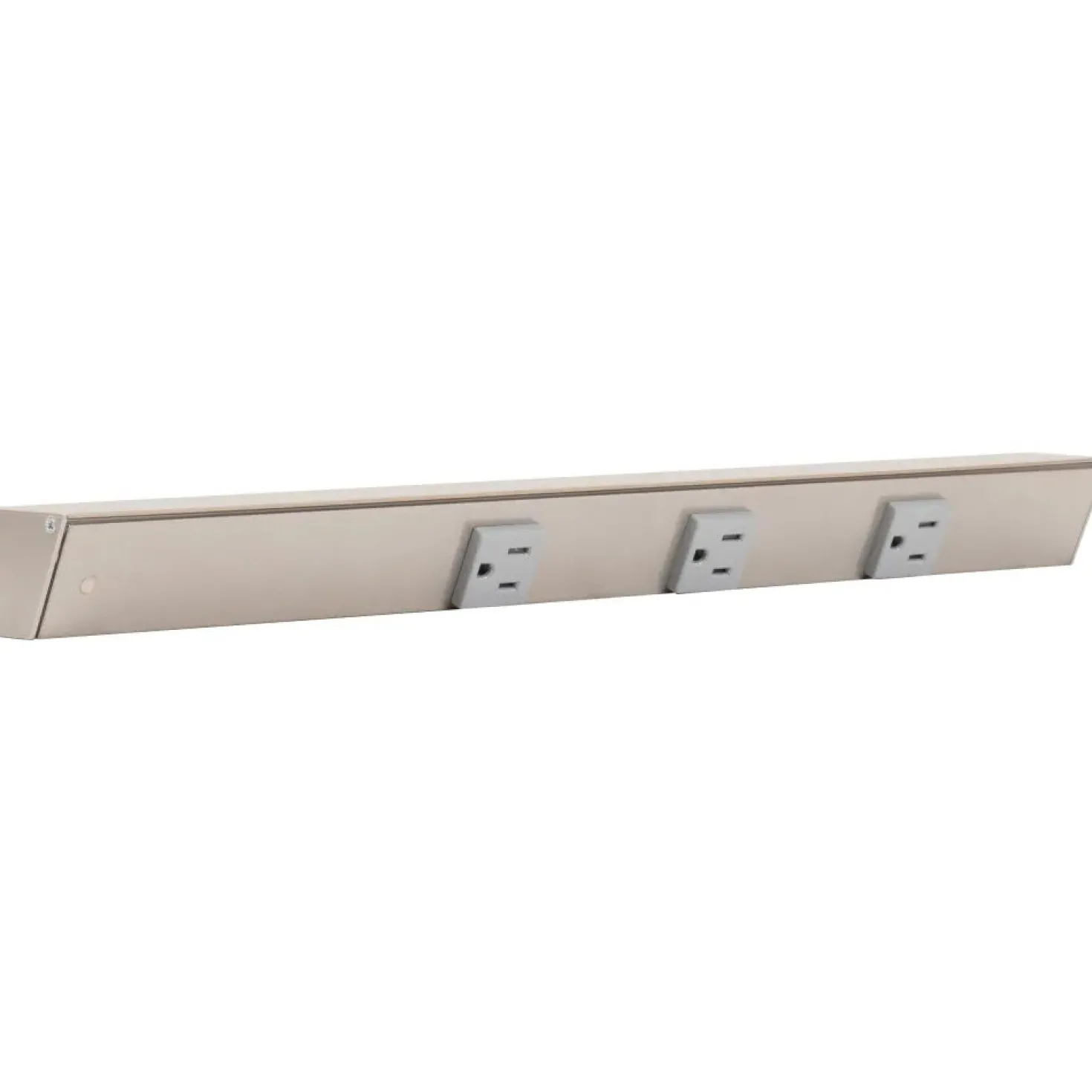 Slim Angle Under Cabinet Outlet Power Strip | Satin Nickel Finish
