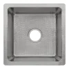 16" Square Hammered Copper Bar/Prep Sink in Nickel with 3.5" Drain Opening