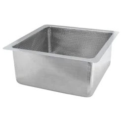 16" Square Hammered Copper Bar/Prep Sink in Nickel with 3.5" Drain Opening