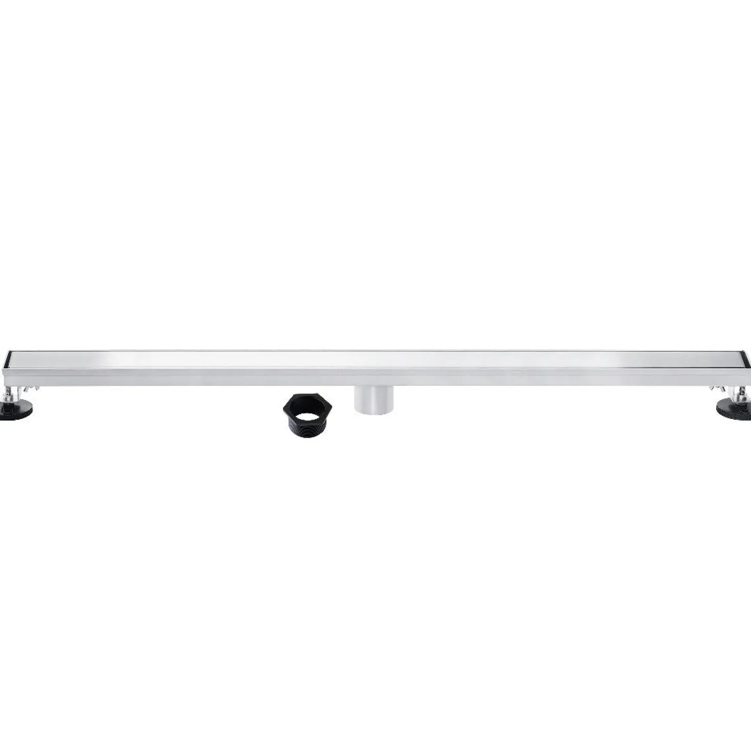 72" Stainless Steel Linear Shower Drain with Tile Insert & Flat Grate in Chrome