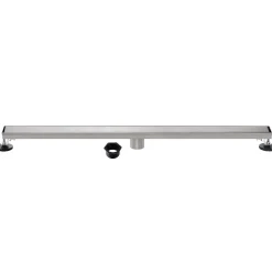 60" Stainless Steel Linear Shower Drain with Tile Insert & Flat Grate in Brushed Nickel