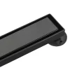 60" Stainless Steel Linear Shower Drain with Tile Insert & Flat Grate in Matte Black