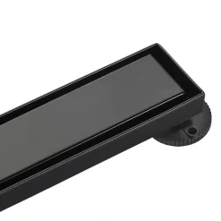 60" Stainless Steel Linear Shower Drain with Tile Insert & Flat Grate in Matte Black