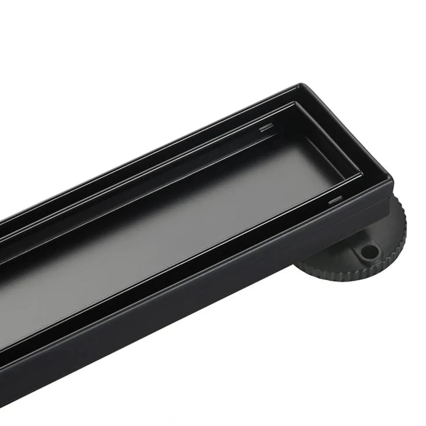 60" Stainless Steel Linear Shower Drain with Tile Insert & Flat Grate in Matte Black