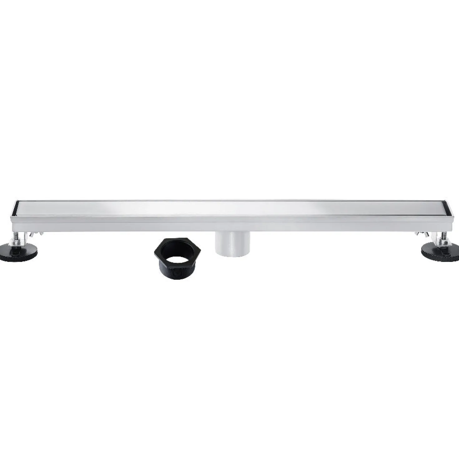 48" Stainless Steel Linear Shower Drain with Tile Insert & Flat Grate in Chrome