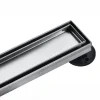 32" Stainless Steel Linear Shower Drain with Tile Insert & Flat Grate in Brushed Nickel