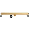 32" Stainless Steel Linear Shower Drain with Tile Insert & Flat Grate in Brushed Brass