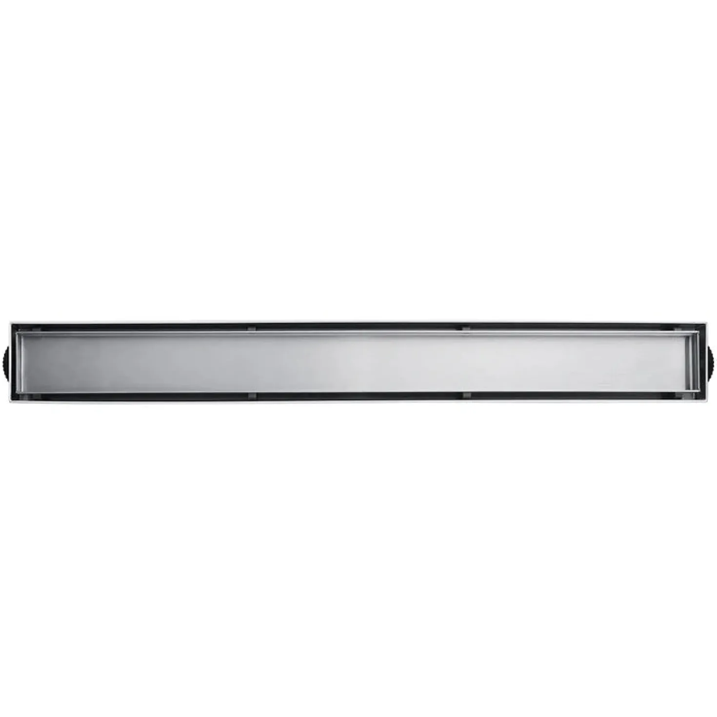24" Stainless Steel Linear Shower Drain with Tile Insert & Flat Grate in Brushed Nickel
