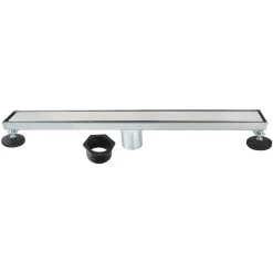 24" Stainless Steel Linear Shower Drain with Tile Insert & Flat Grate in Chrome