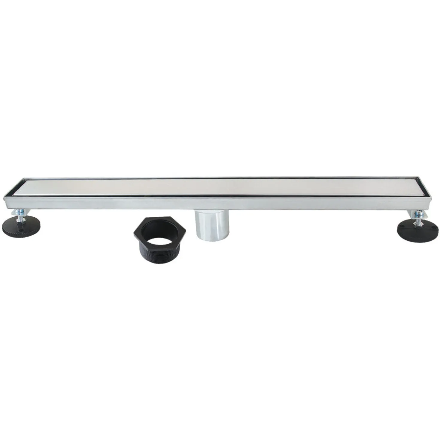24" Stainless Steel Linear Shower Drain with Tile Insert & Flat Grate in Chrome